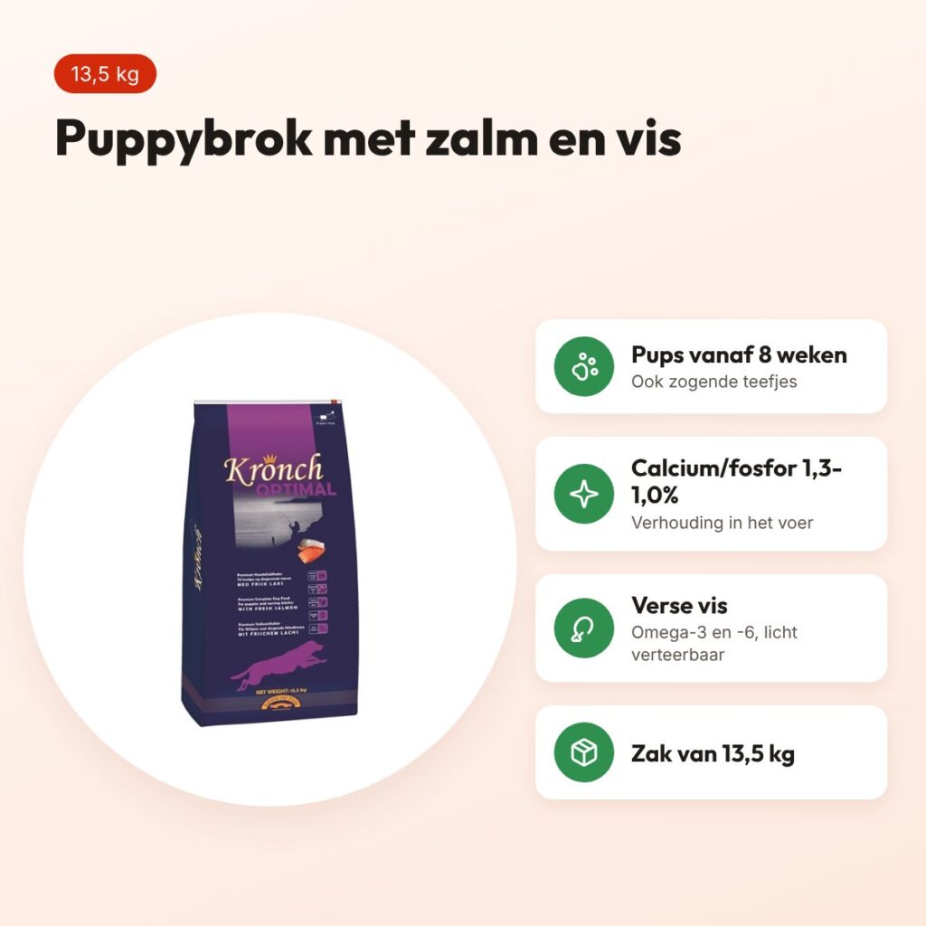 Kronch hondenvoer Optimal Puppy 13,5 kg – zalm en vis, licht verteerbaar – voordelen