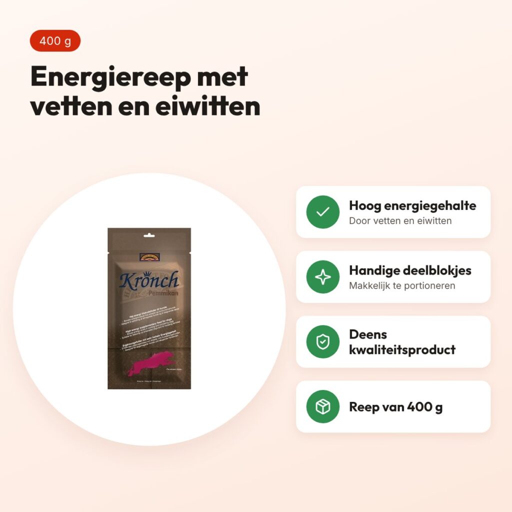 Kronch Pemmikan energiereep 400 g – hondensnack met vetten en eiwitten – voordelen