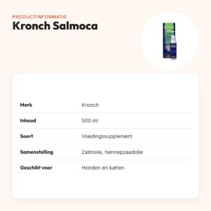 Kronch Salmoca zalmolie en hennepzaadolie 500 ml – hond en kat – productinformatie