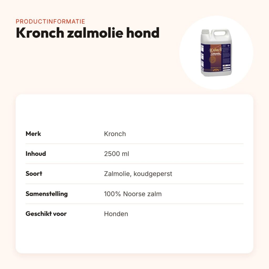 Kronch zalmolie hond 2500 ml – koudgeperst, 100% Noorse zalm – productinformatie