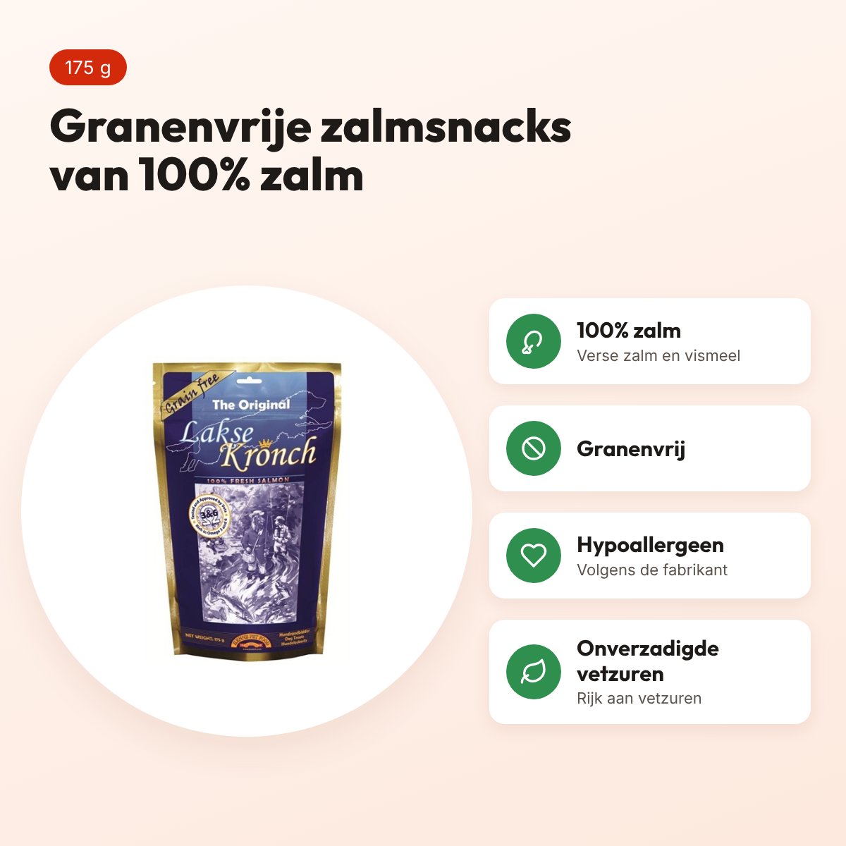 Kronch zalmsnacks 100% zalm 175 g – granenvrij voor honden – voordelen