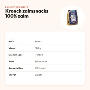 Kronch zalmsnacks 100% zalm 600 g – granenvrij voor honden – productinformatie