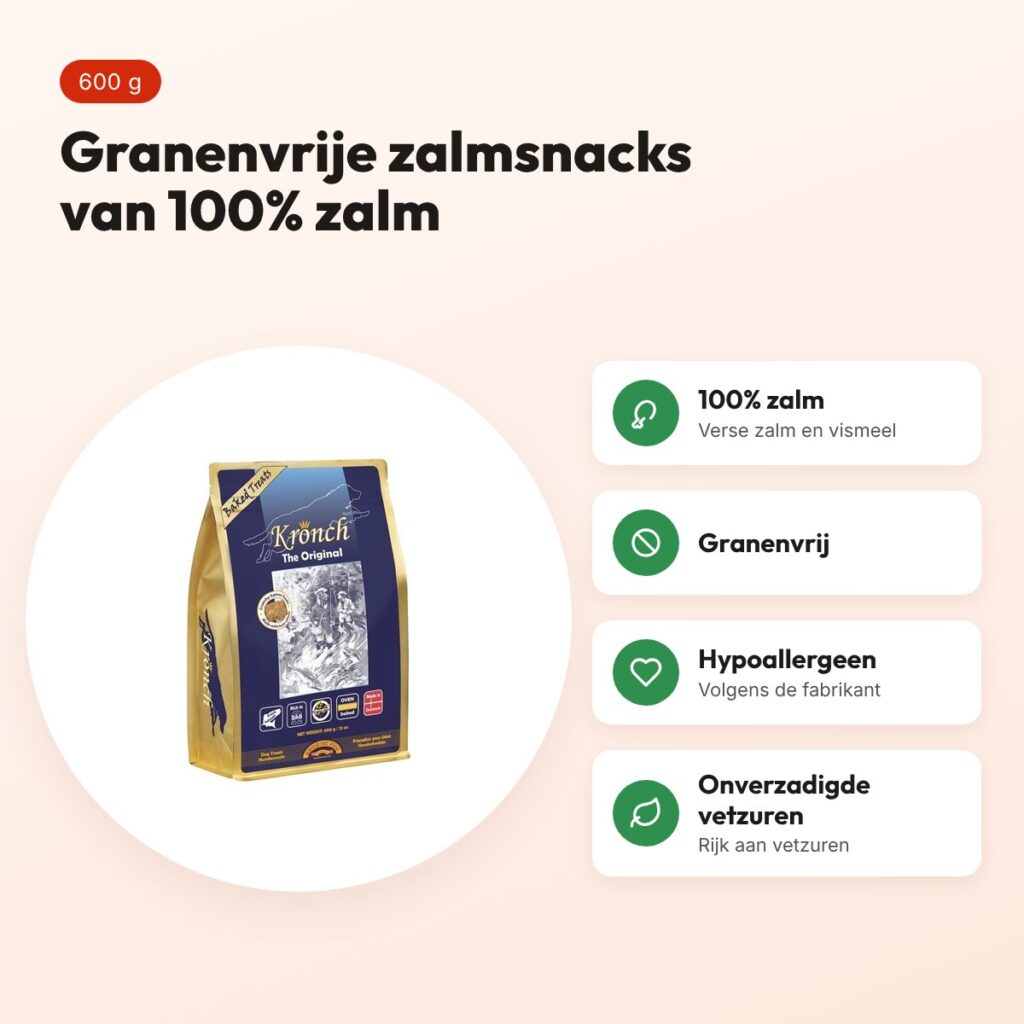 Kronch zalmsnacks 100% zalm 600 g – granenvrij voor honden – voordelen