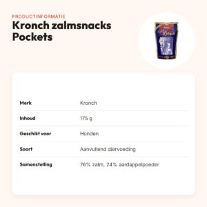 Kronch zalmsnacks Pockets 175 g – 76% zalm voor honden – productinformatie