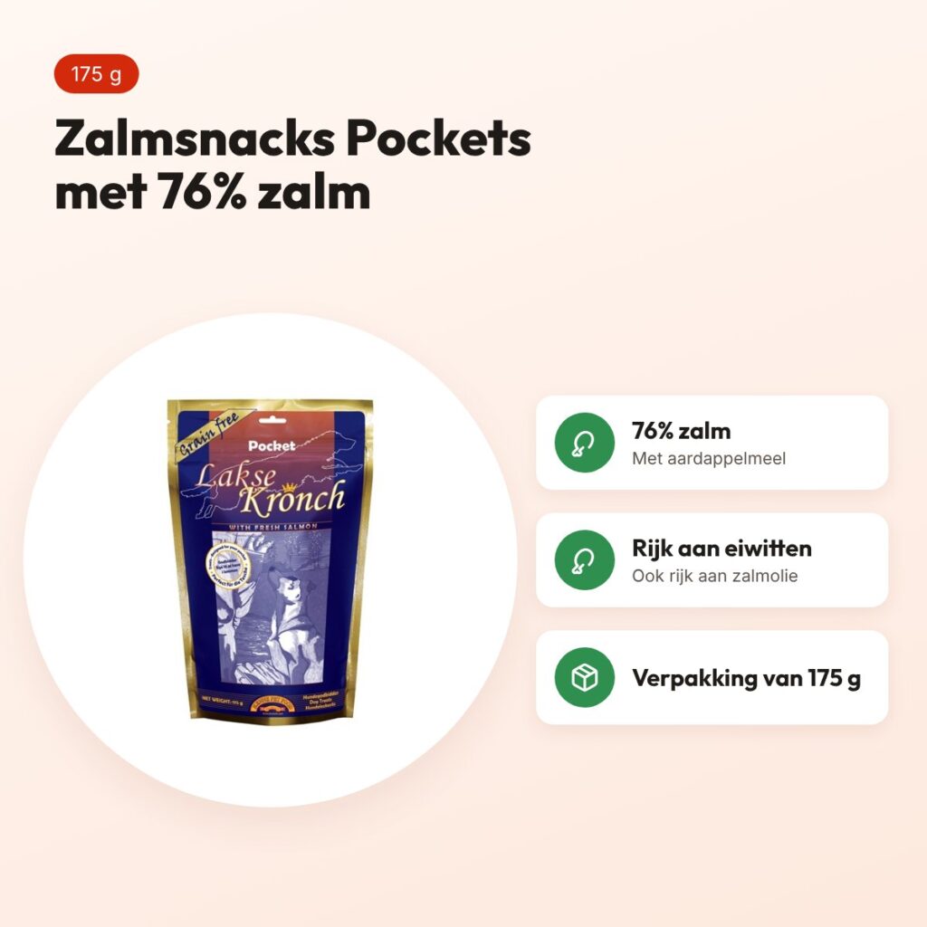 Kronch zalmsnacks Pockets 175 g – 76% zalm voor honden – voordelen