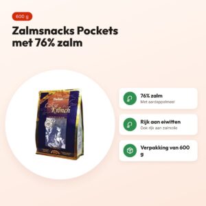 Kronch zalmsnacks Pockets 600 g – 76% zalm voor honden – voordelen