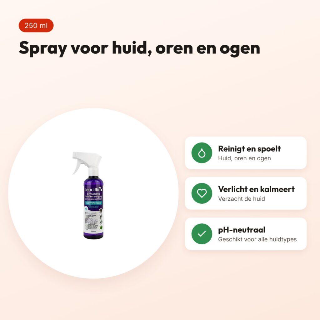 Leucillin spray 250 ml – voor huid, oren en ogen van dieren – voordelen