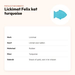 Lickimat Felix kat turquoise 22 cm – likmat voor katten – productinformatie