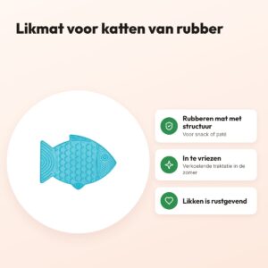Lickimat Felix kat turquoise 22 cm – likmat voor katten – voordelen