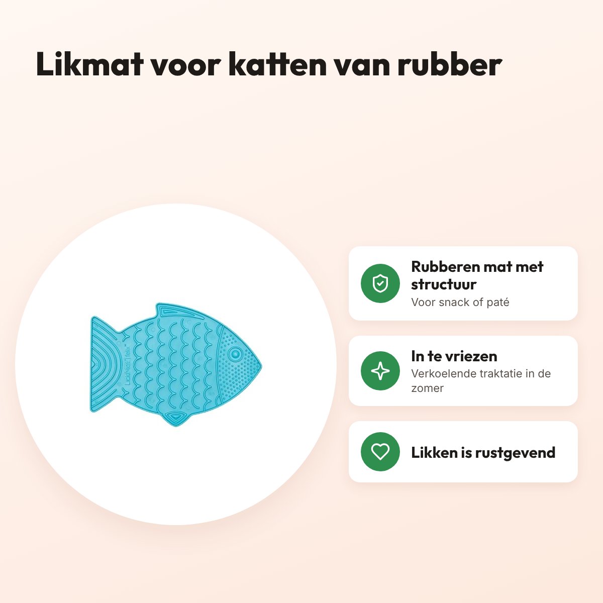 Lickimat Felix kat turquoise 22 cm – likmat voor katten – voordelen