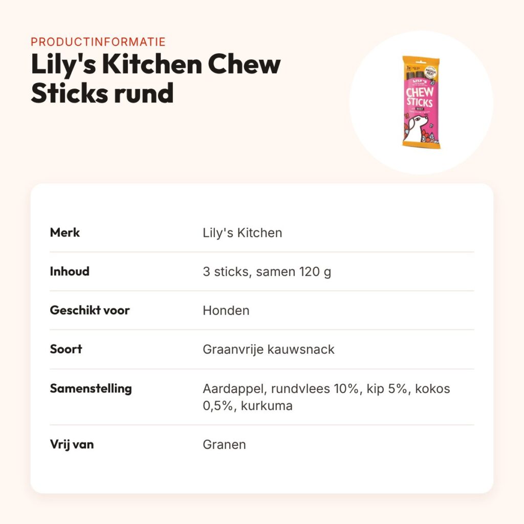Lily's Kitchen chew sticks rundvlees 120 g – graanvrije hondensnack – productinformatie