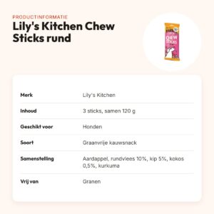 Lily's Kitchen chew sticks rundvlees 120 g – graanvrije hondensnack – productinformatie