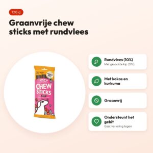 Lily's Kitchen chew sticks rundvlees 120 g – graanvrije hondensnack – voordelen