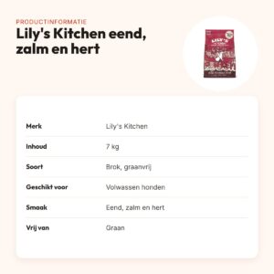 Lily's Kitchen hondenvoer Adult eend, zalm en hert 7 kg – graanvrij – productinformatie