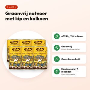 Lily's Kitchen hondenvoer Chicken/Turkey Casserole 6 x 400 g – graanvrij – voordelen