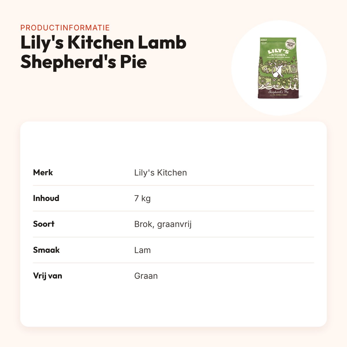 Lily's Kitchen hondenvoer Lamb Shepherd's Pie 7 kg – lam, graanvrij – productinformatie