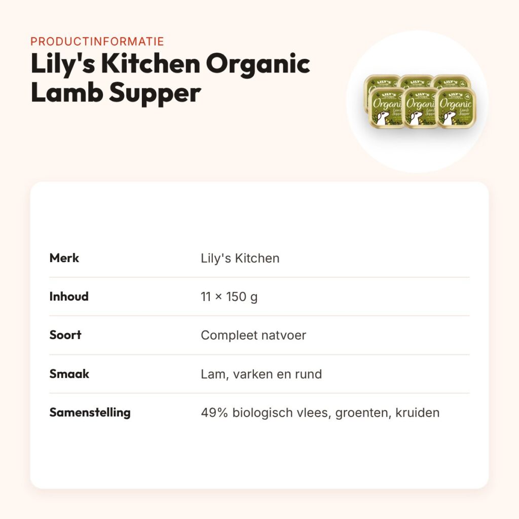 Lily's Kitchen hondenvoer Organic Lamb Supper 11 x 150 g – natvoer – productinformatie
