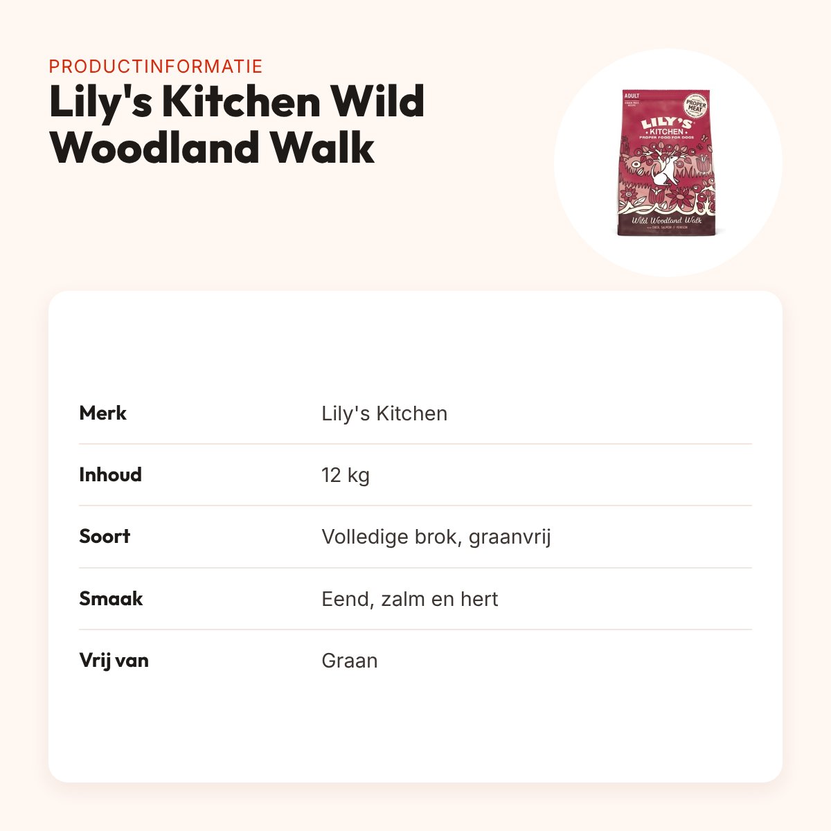 Lily's Kitchen hondenvoer Wild Woodland Walk 12 kg – eend, zalm, hert – productinformatie