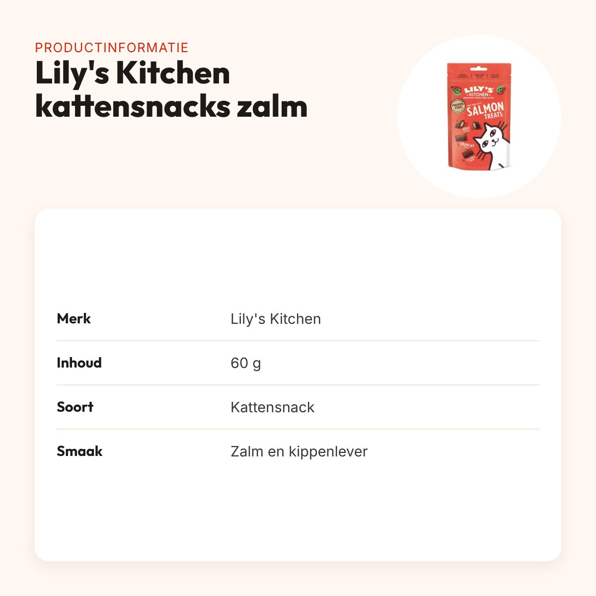 Lily's Kitchen kattensnacks zalm 60 g – knapperig en zacht – productinformatie