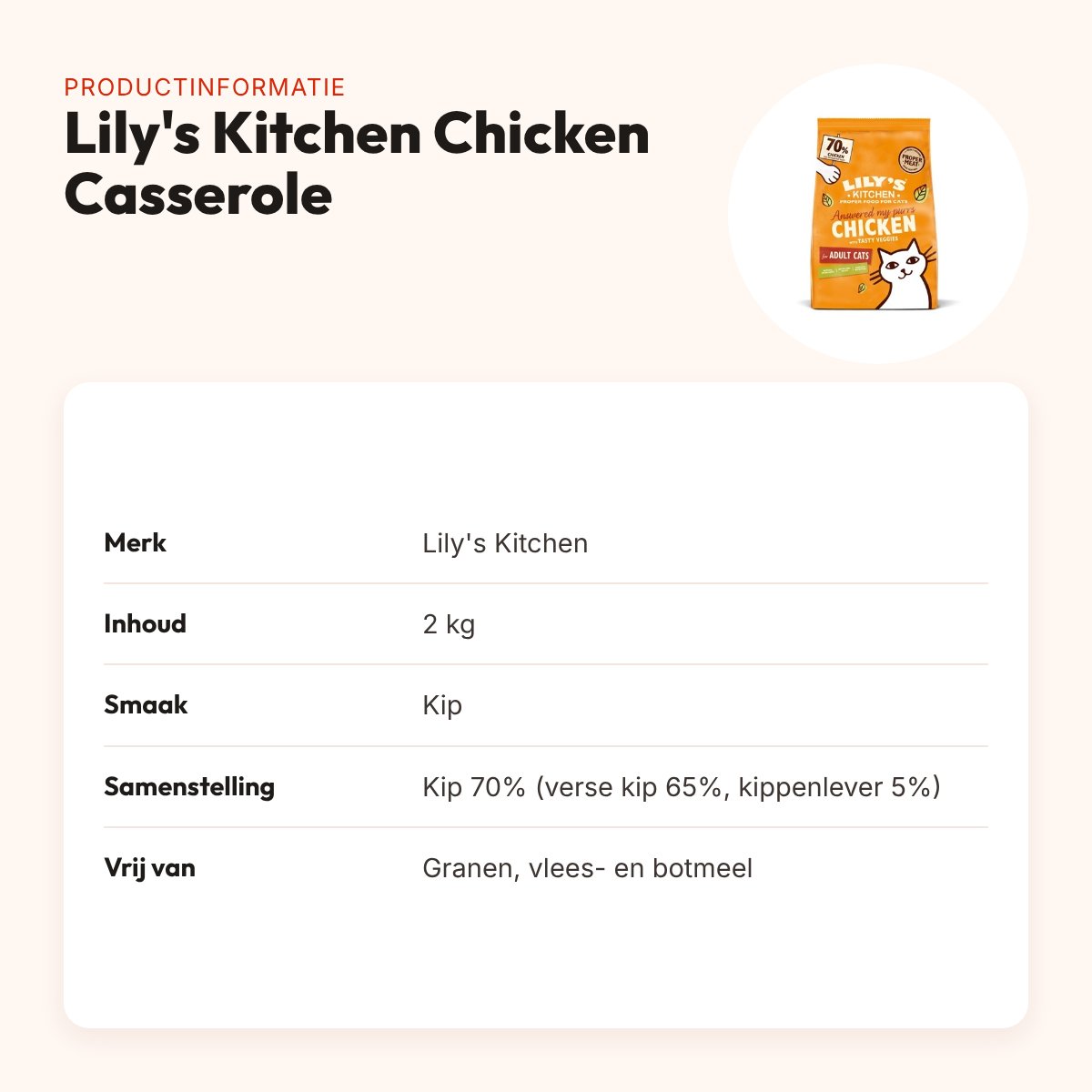 Lily's Kitchen kattenvoer Cat Chicken Casserole 2 kg – graanvrij – productinformatie