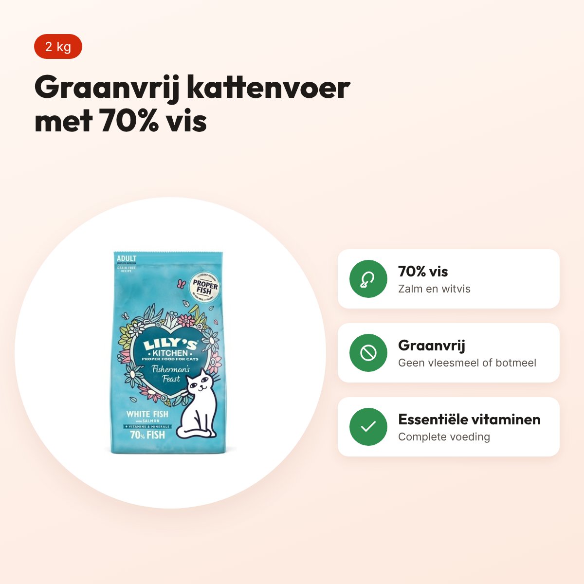Lily's Kitchen kattenvoer Fisherman's Feast Vis 2 kg – graanvrij – voordelen
