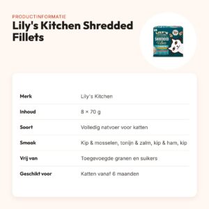 Lily's Kitchen kattenvoer Shredded Fillets multipack 8 x 70 g – productinformatie
