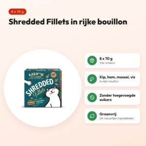 Lily's Kitchen kattenvoer Shredded Fillets multipack 8 x 70 g – voordelen
