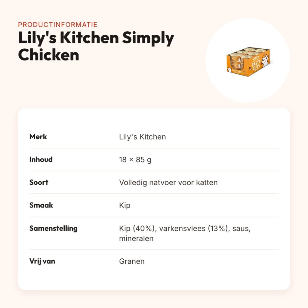 Lily's Kitchen kattenvoer Simply Chicken Tasty Cuts in Gravy 18 x 85 g – productinformatie