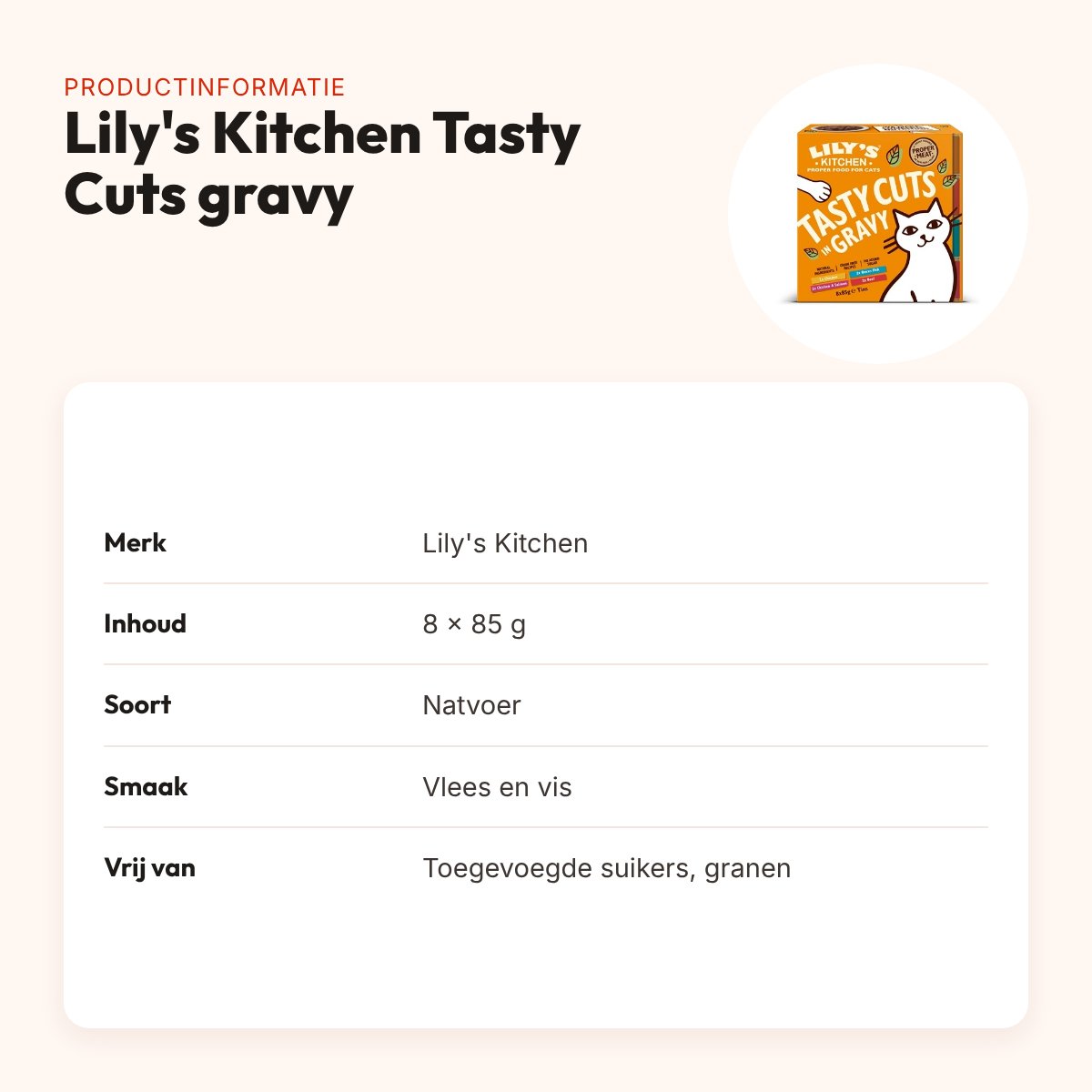 Lily's Kitchen kattenvoer Tasty Cuts in gravy multipack 8 x 85 g – productinformatie