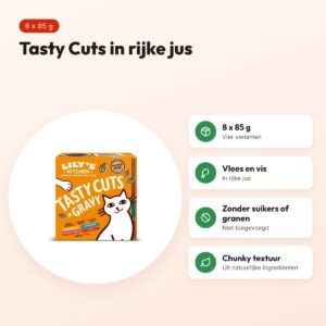 Lily's Kitchen kattenvoer Tasty Cuts in gravy multipack 8 x 85 g – voordelen