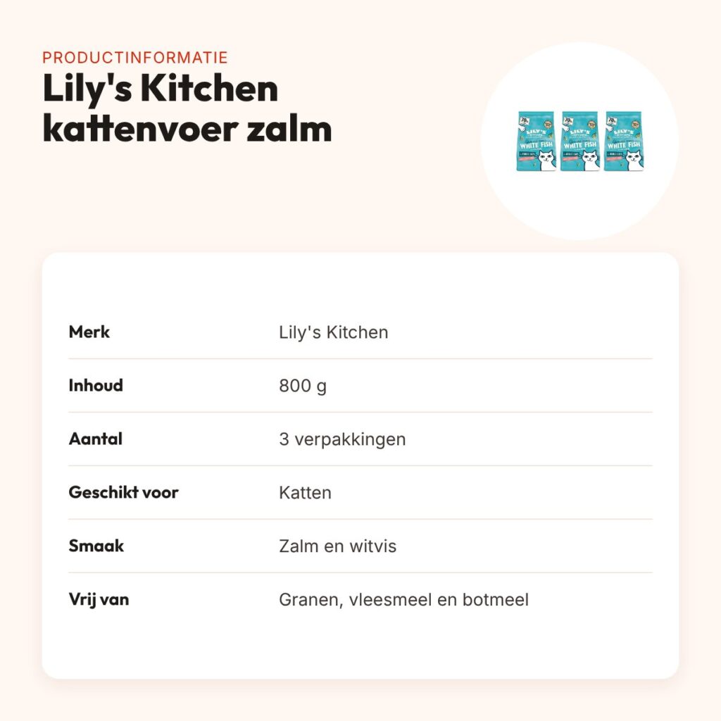 Lily's Kitchen kattenvoer vis met zalm en witvis 800 g – multipack 3 stuks – productinformatie