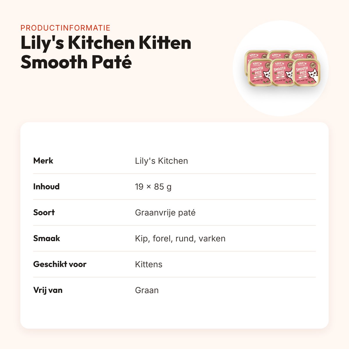 Lily's Kitchen Kitten Smooth Paté kip 19 x 85 g – graanvrij natvoer – productinformatie