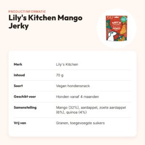 Lily's Kitchen Totally Tropical Mango Jerky 70 g – vegan hondensnack – productinformatie