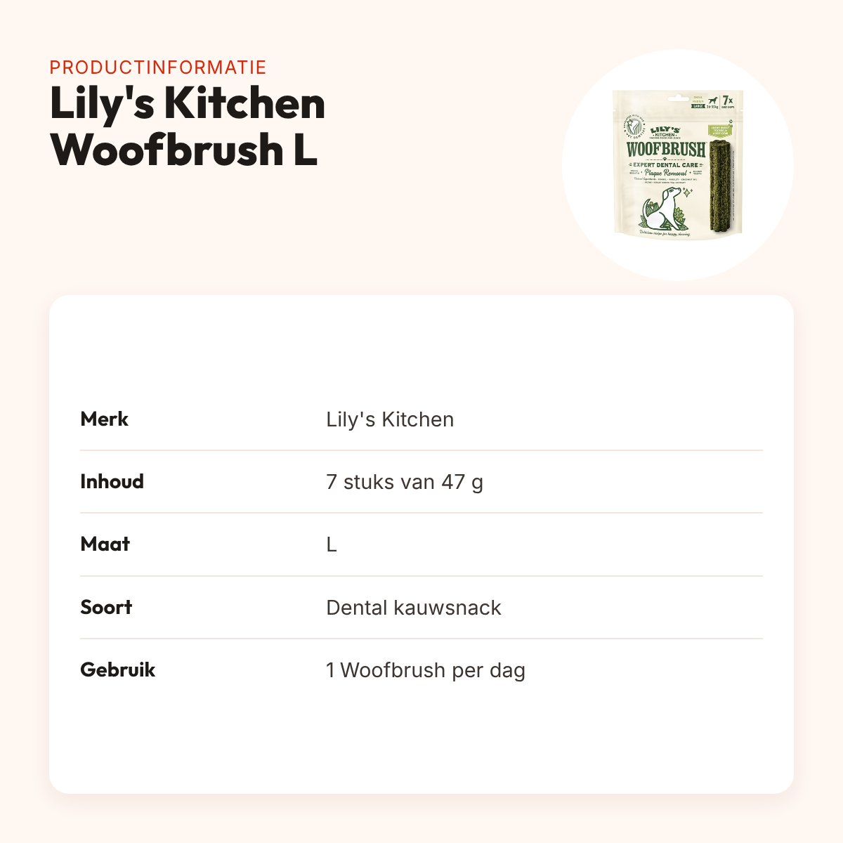 Lily's Kitchen Woofbrush Dental Care kauwsnack L 7 x 47 g – productinformatie