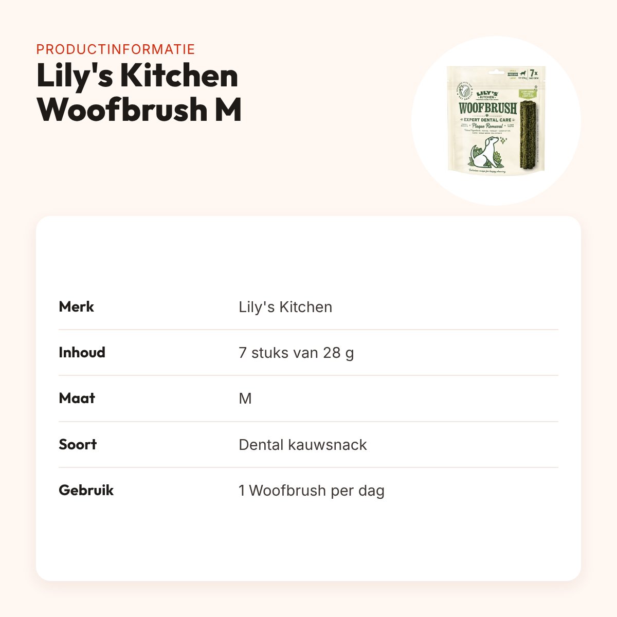 Lily's Kitchen Woofbrush Dental Care kauwsnack M 7 x 28 g – productinformatie