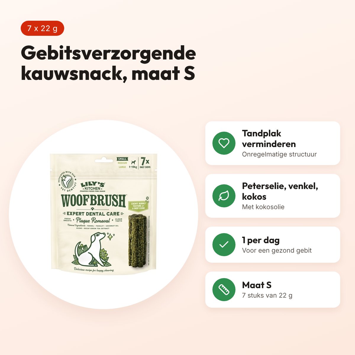 Lily's Kitchen Woofbrush Dental Care kauwsnack S 7 x 22 g – voordelen