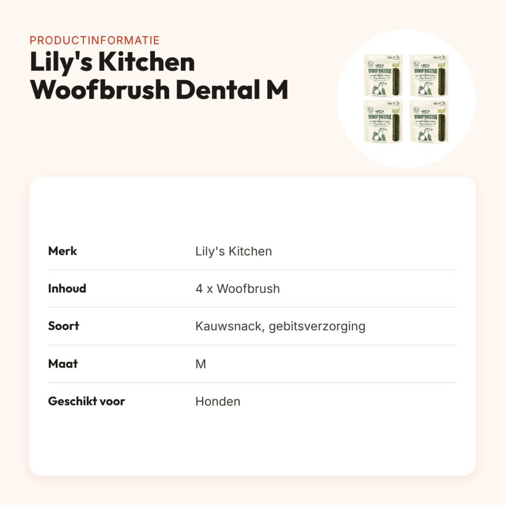 Lily's Kitchen Woofbrush Dental Care M kauwsnack hond – multipack 4 stuks – productinformatie