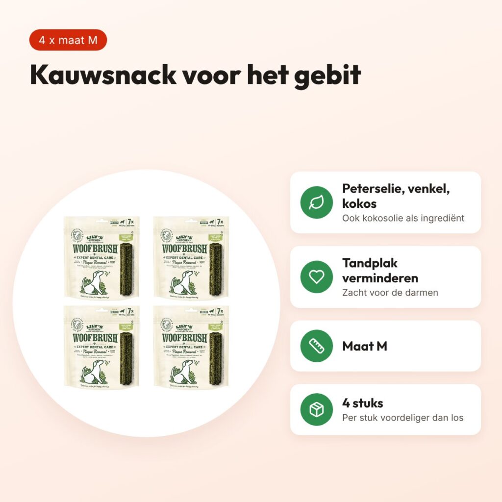 Lily's Kitchen Woofbrush Dental Care M kauwsnack hond – multipack 4 stuks – voordelen