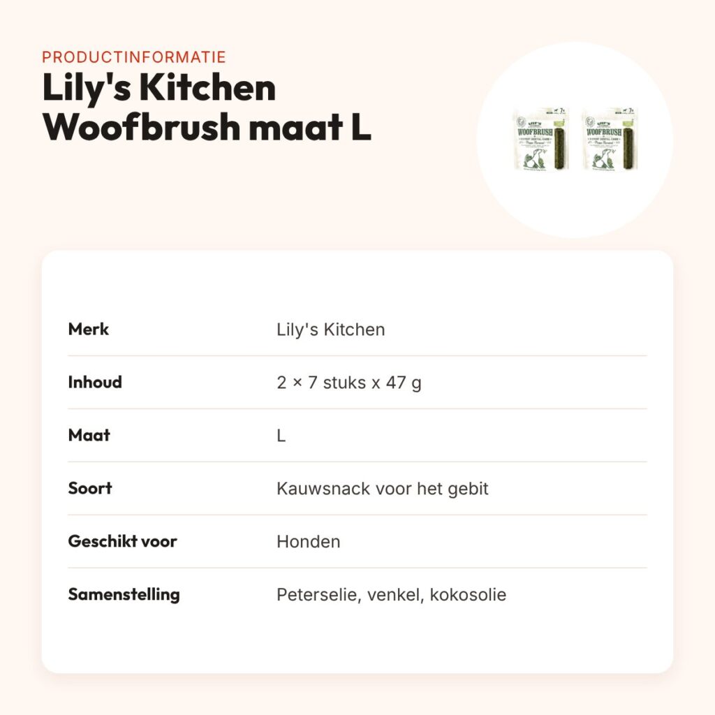 Lily's Kitchen Woofbrush Dental Large hond – multipack 2 x 7 stuks – productinformatie
