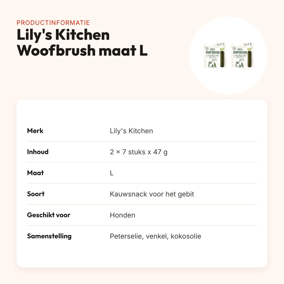 Lily's Kitchen Woofbrush Dental Large hond – multipack 2 x 7 stuks – productinformatie