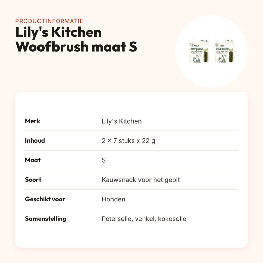Lily's Kitchen Woofbrush Dental S kauwsnack hond – multipack 2 x 7 stuks – productinformatie