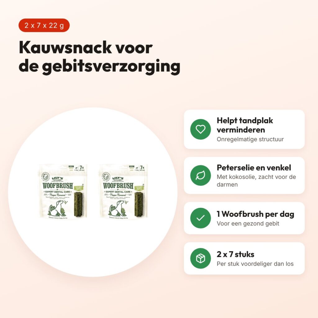 Lily's Kitchen Woofbrush Dental S kauwsnack hond – multipack 2 x 7 stuks – voordelen