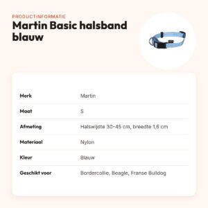 Martin Basic halsband nylon blauw 30-45 cm – maat S – productinformatie