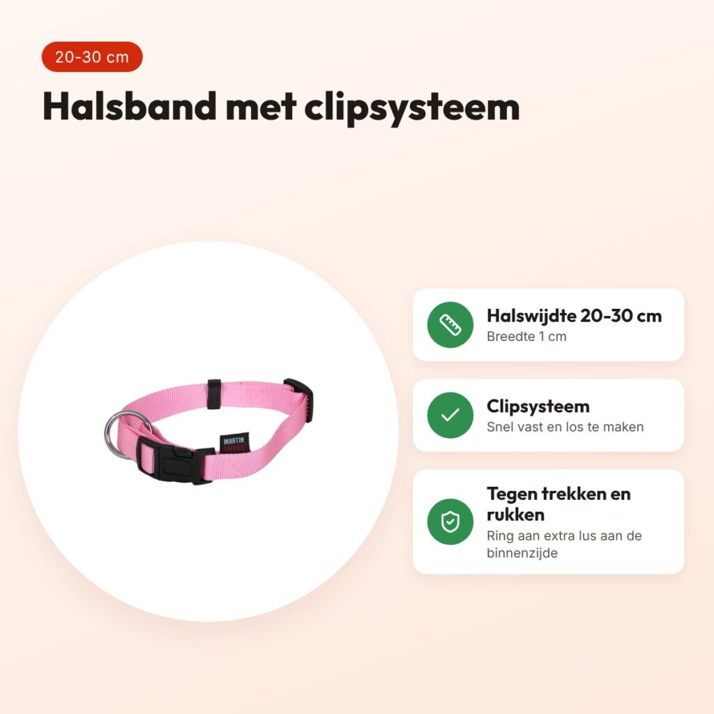 Martin Basic halsband nylon roze 20-30 cm – voordelen