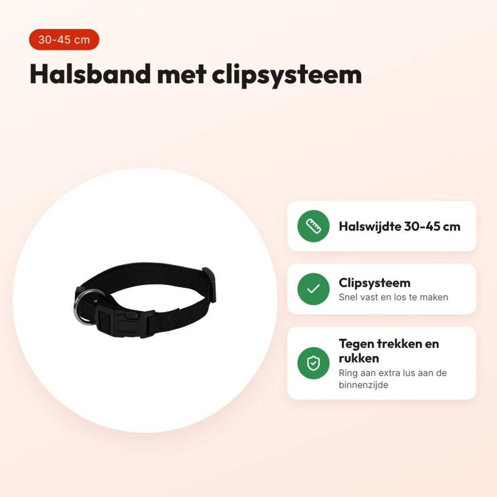 Martin Basic halsband nylon zwart 30-45 cm – maat S – voordelen