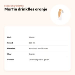 Martin drinkfles met siliconen drinkbak oranje 500 ml – productinformatie