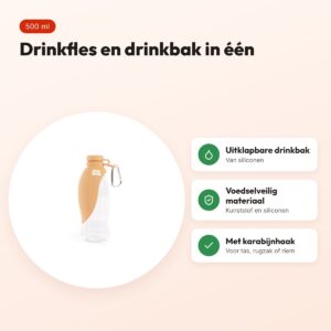 Martin drinkfles met siliconen drinkbak oranje 500 ml – voordelen