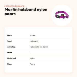 Martin halsband nylon paars 45-65 cm – verstelbaar, kliksluiting – productinformatie