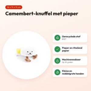 Martin hondenknuffel camembert 16 x 11 x 11 cm – pluche met pieper – voordelen