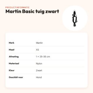 Martin hondentuig Basic nylon zwart 25-35 cm – maat XS – productinformatie
